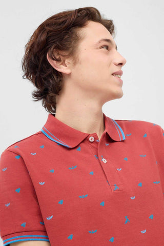 Geometric Print Polo Shirt